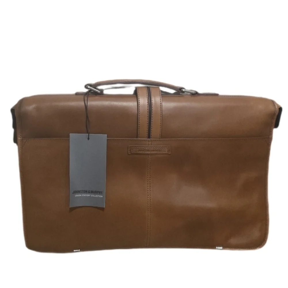 Johnston & Murphy Tan Leather Briefcase